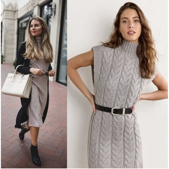 HOUSE of Harlow 1960 Sweater Dress Turtleneck Gray Size M - Picture 8 of 10